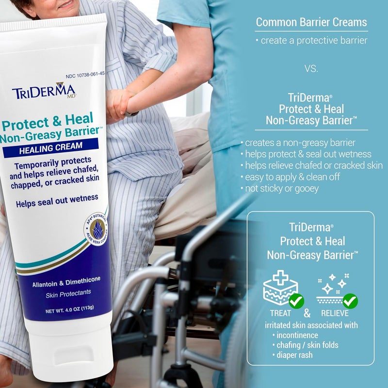 TriDerma Protect & Heal Non-Greasy Moisture Barrier Skin Protectant Cream for Diaper Rash and Chafing - 4 oz - Image 2